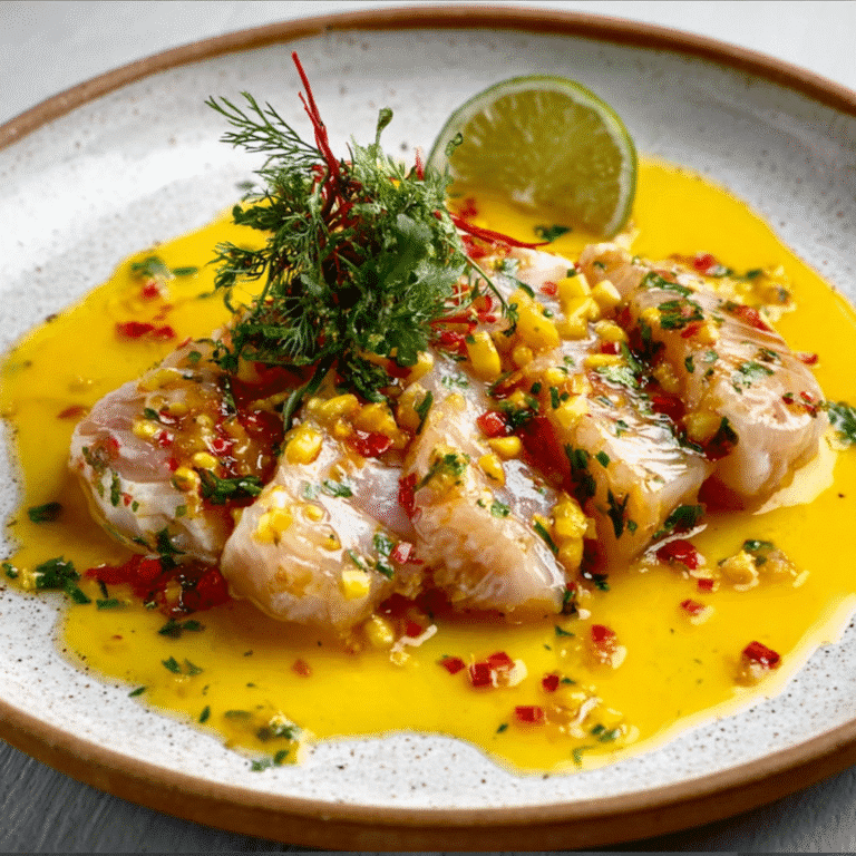 Corvina Tiradito with Lime, Aji Amarillo, and Cilantro