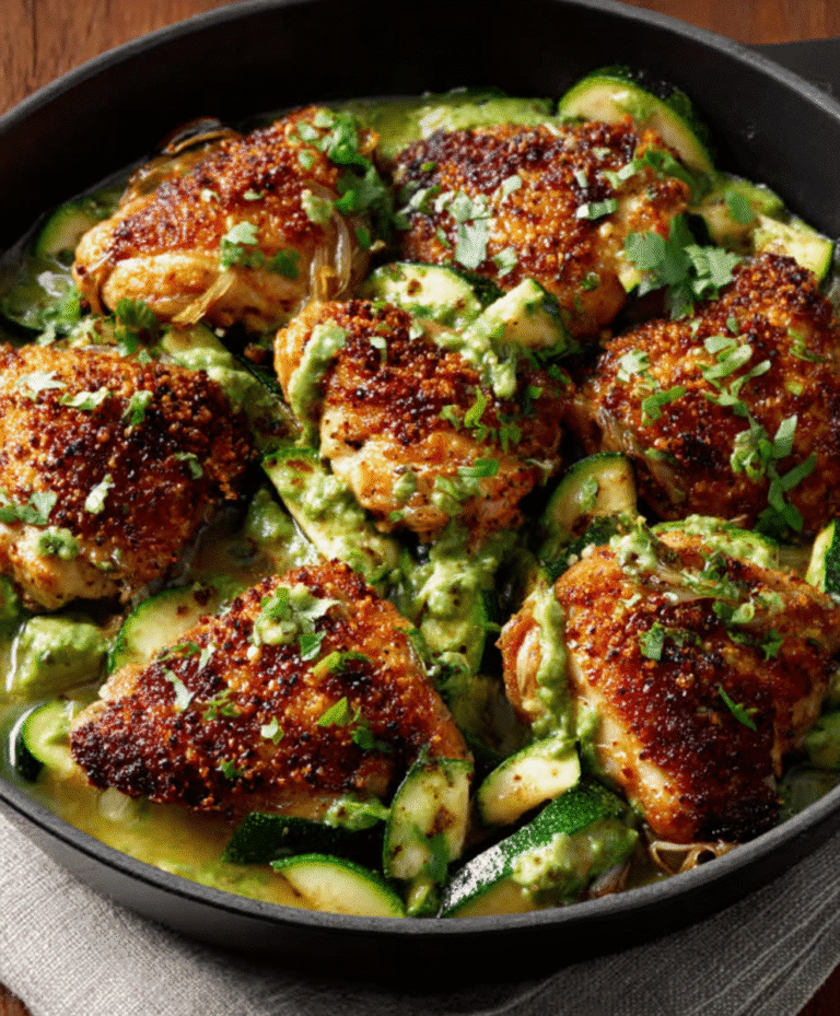 Crispy Chicken with Zucchini and Shallots