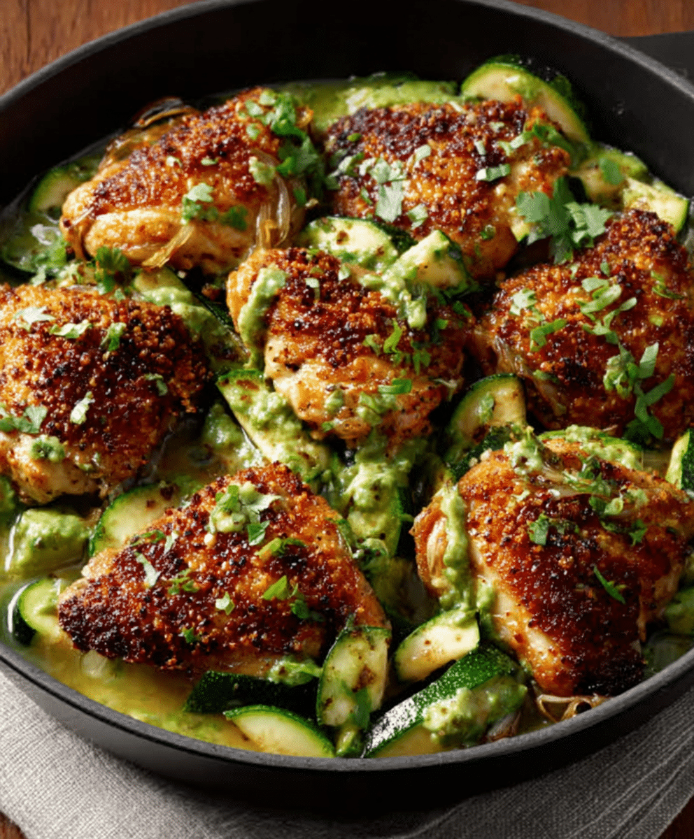 Crispy Chicken with Zucchini and Shallots