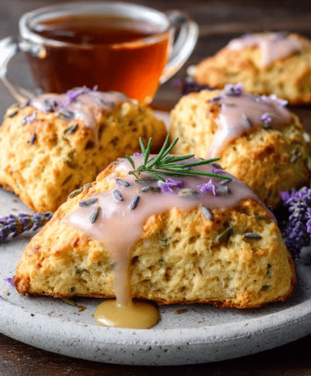Lavender Honey Scones with Cardamom Glaze