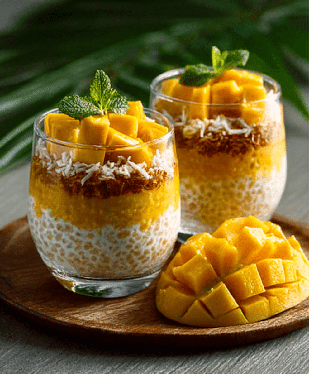 Mango Coconut Sago Dessert (Asian Tapioca Parfait)
