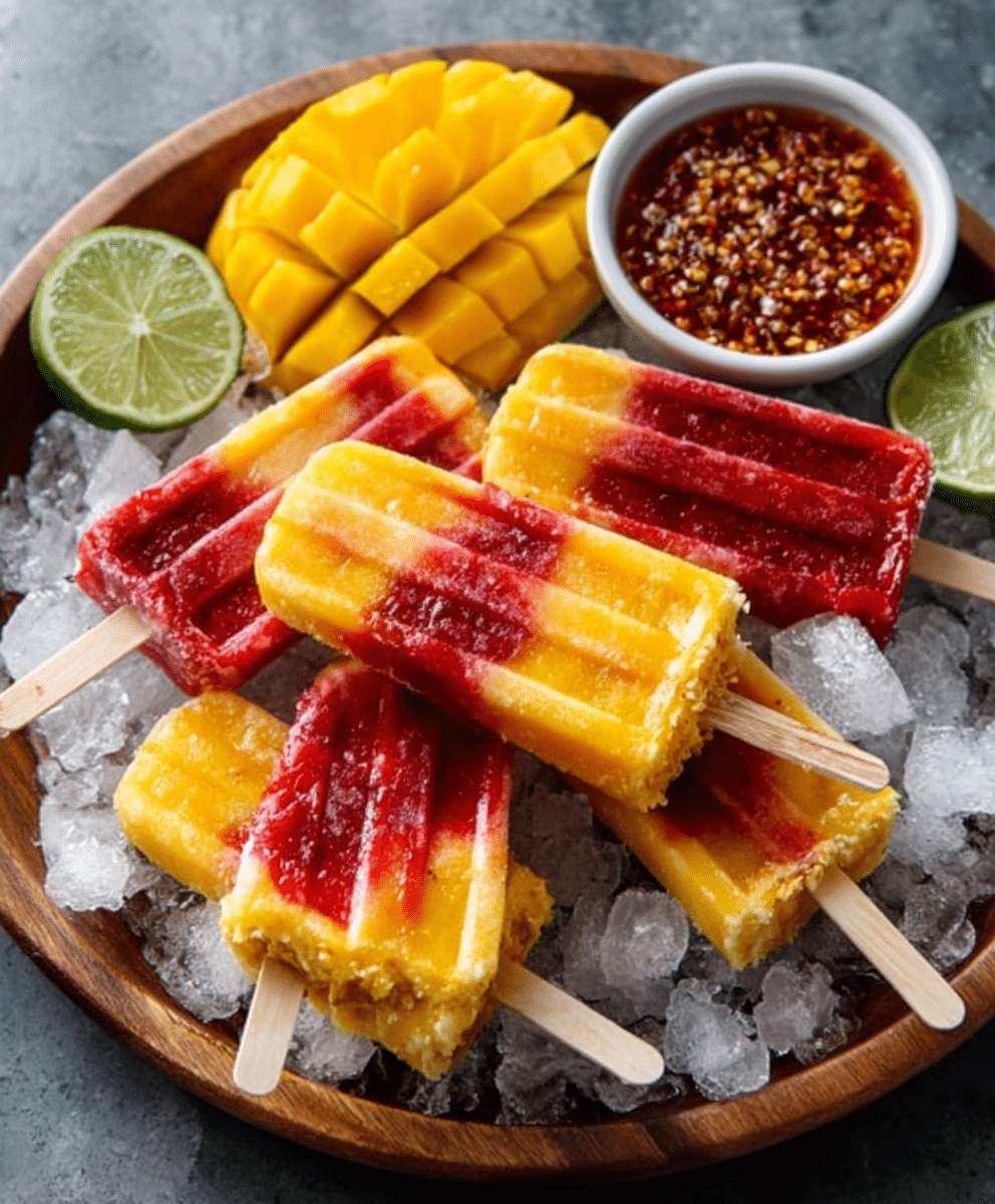 Mango Rose Popsicles with Chili Salt