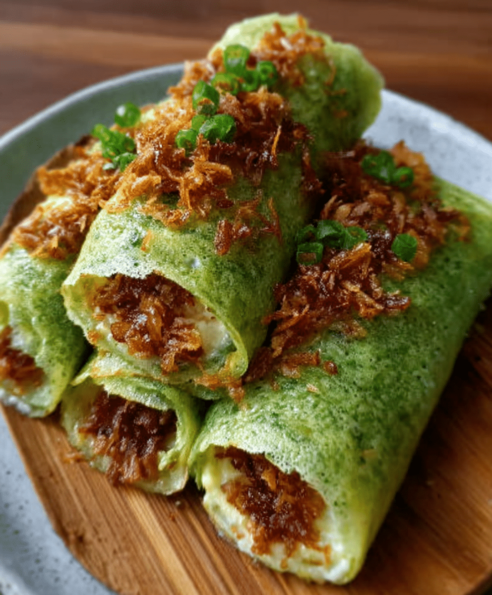 Pandan Coconut Cream Crepes