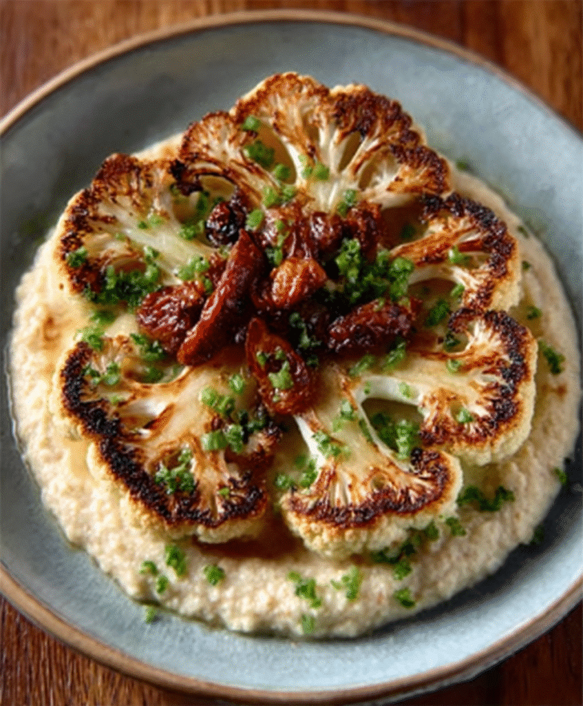 Roasted Cauliflower Steaks with Date Purée
