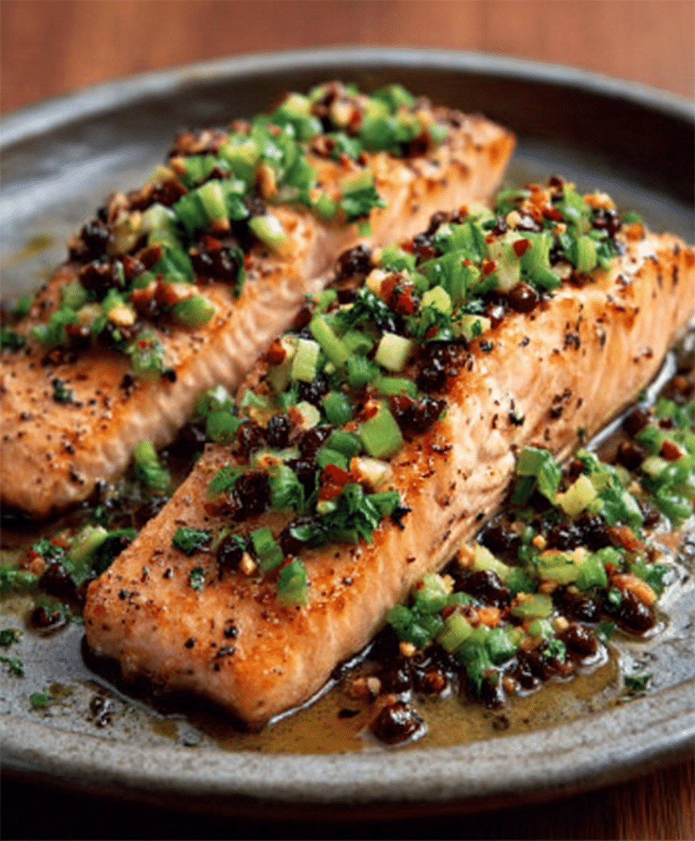 Spicy Salmon with Nut Salsa