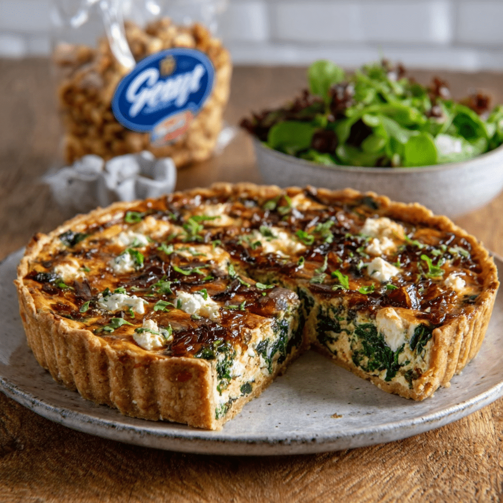 Caramelised Onion, Feta & Spinach Quiche