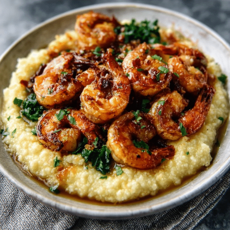 Cauliflower Polenta with Garlic Butter Shrimp