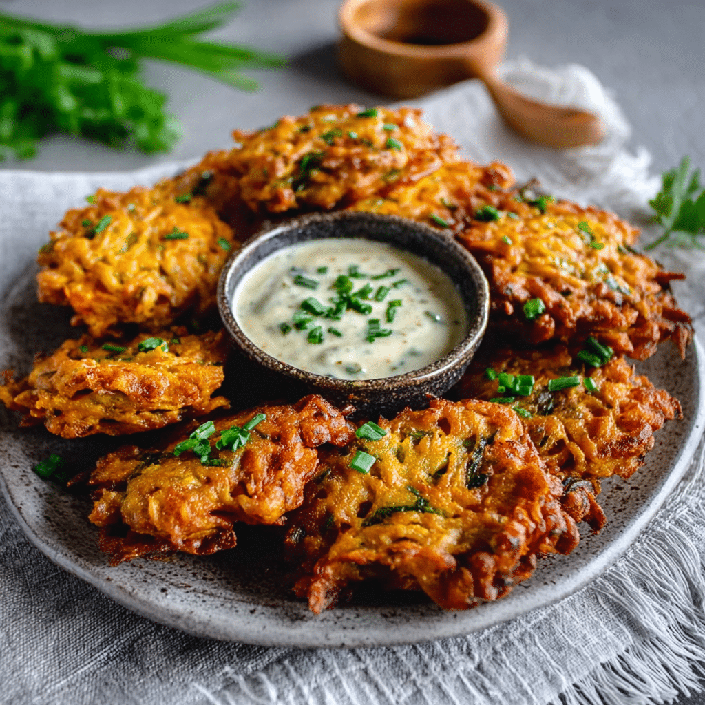 Crispy Fritters with Tamarind Yogurt Dip (Pakoras)