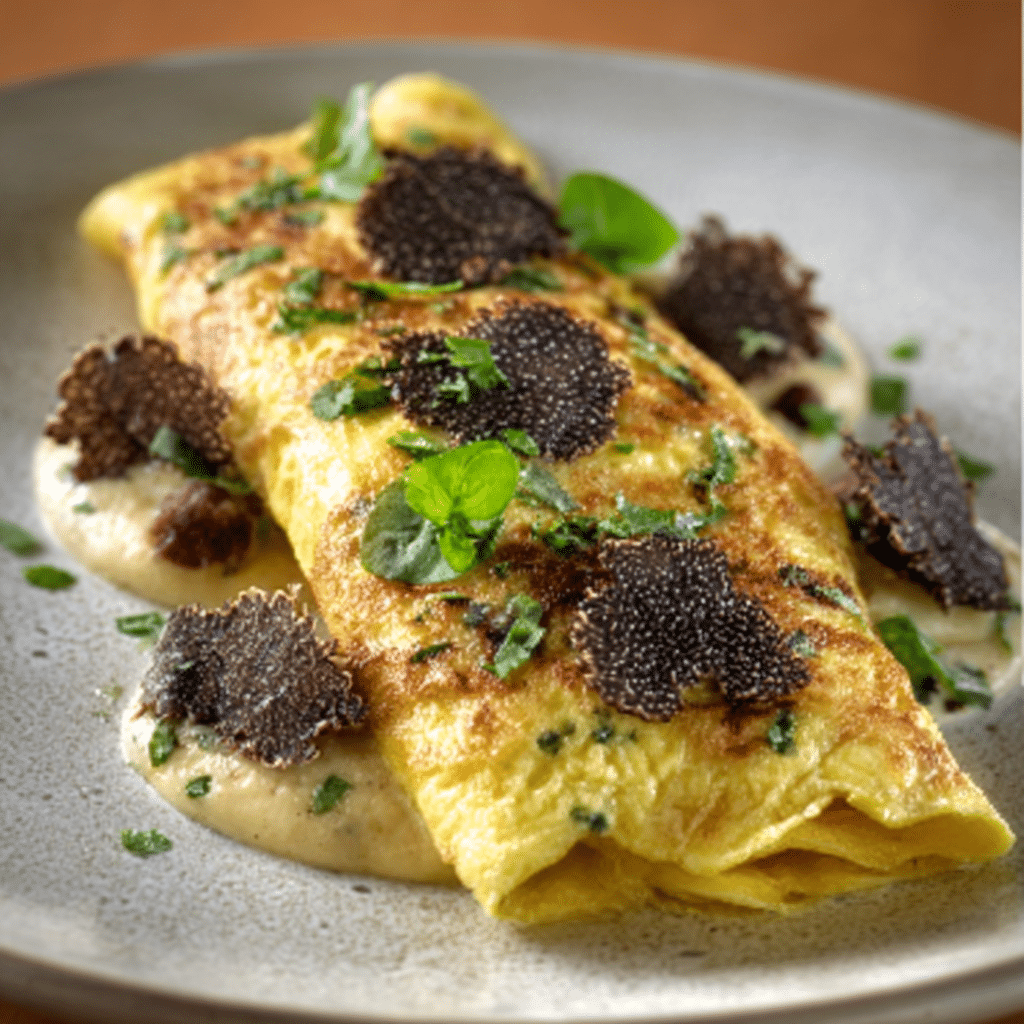 Duck Egg Omelet with Truffle Cream