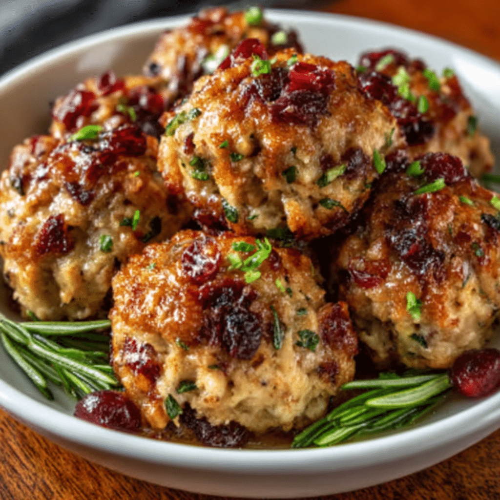 Festive Cranberry Turkey Stuffing Balls