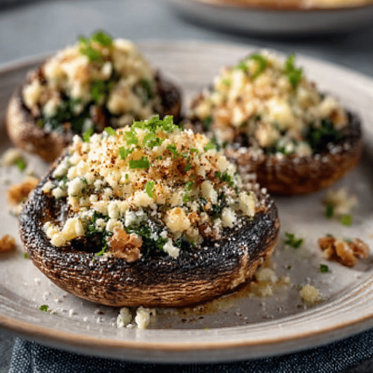 Grilled Portobello Caps with Blue Cheese Crumble