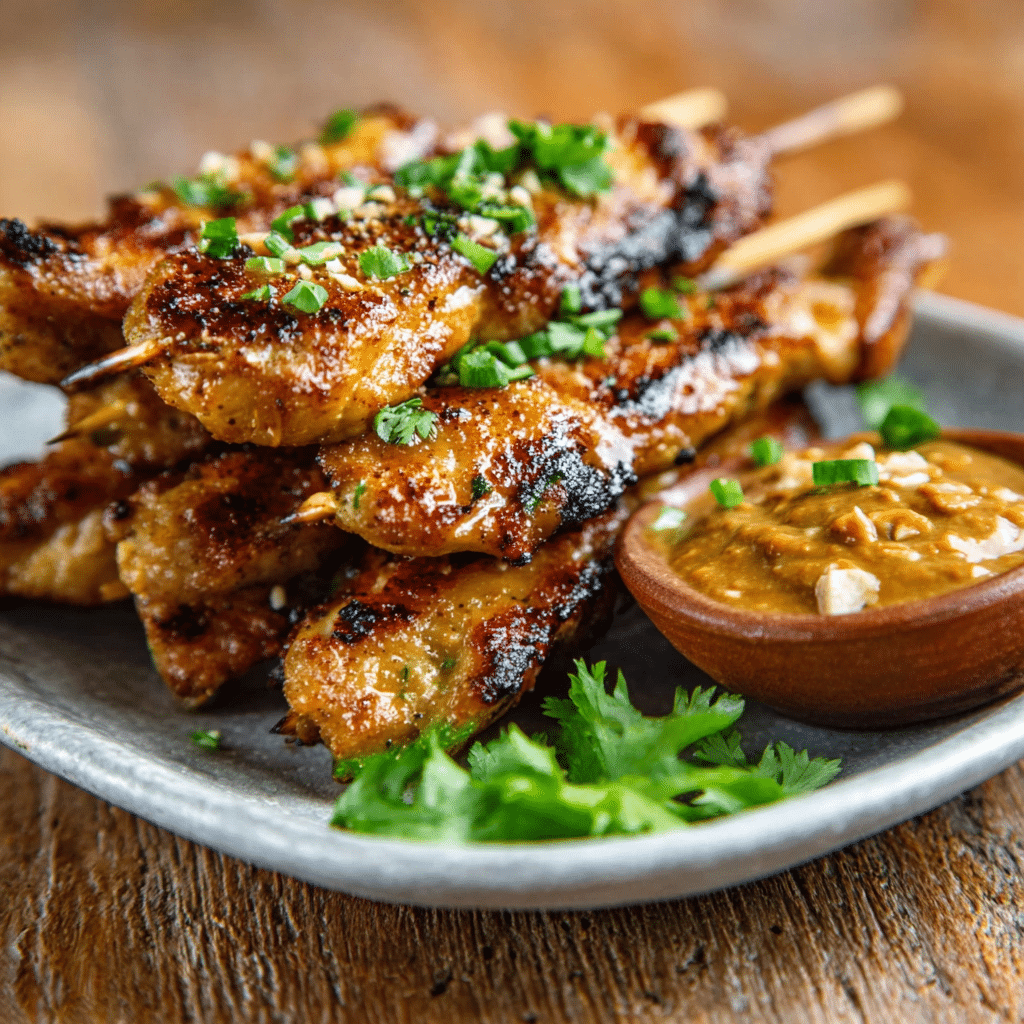 Keto Chicken Satay with Peanut Dipping Sauce