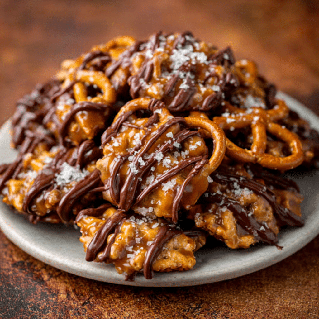 Salted Caramel Pretzel Clusters