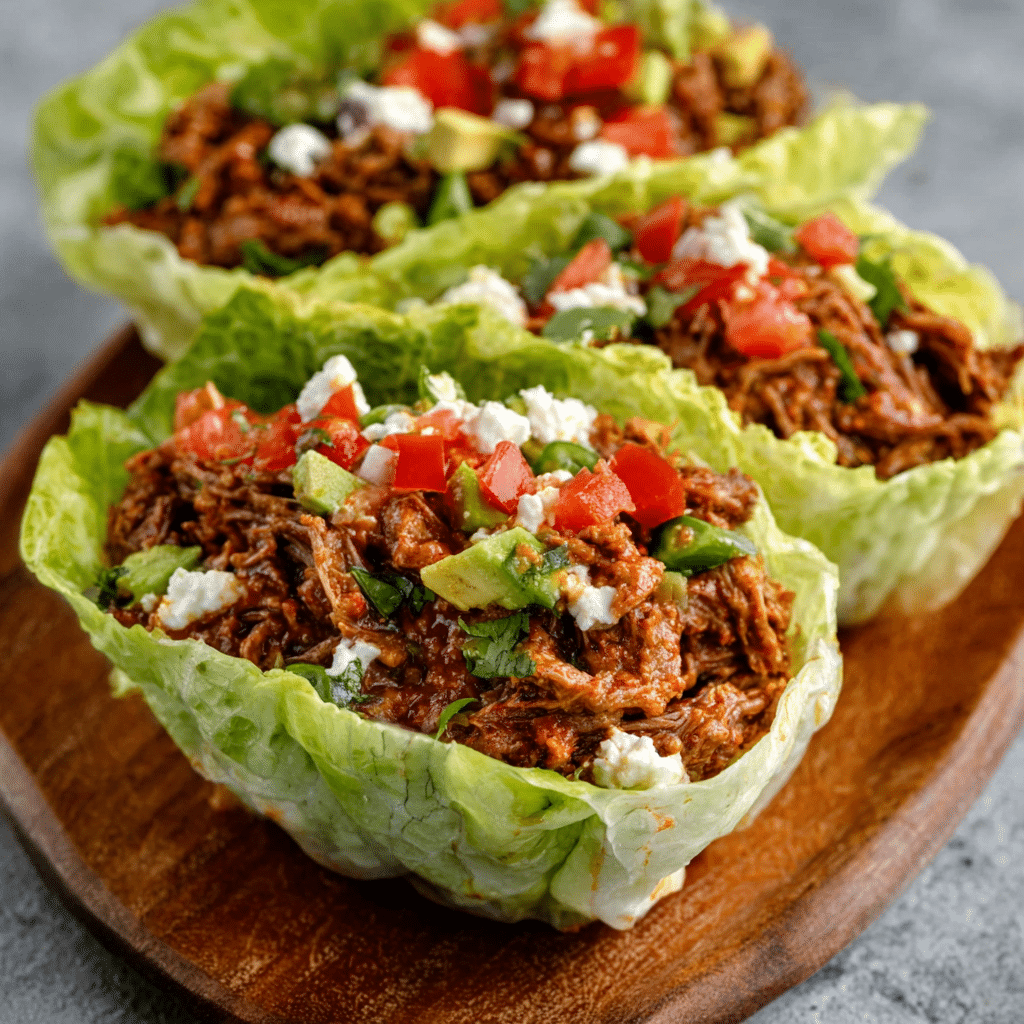Shredded Beef Lettuce Wrap Tacos