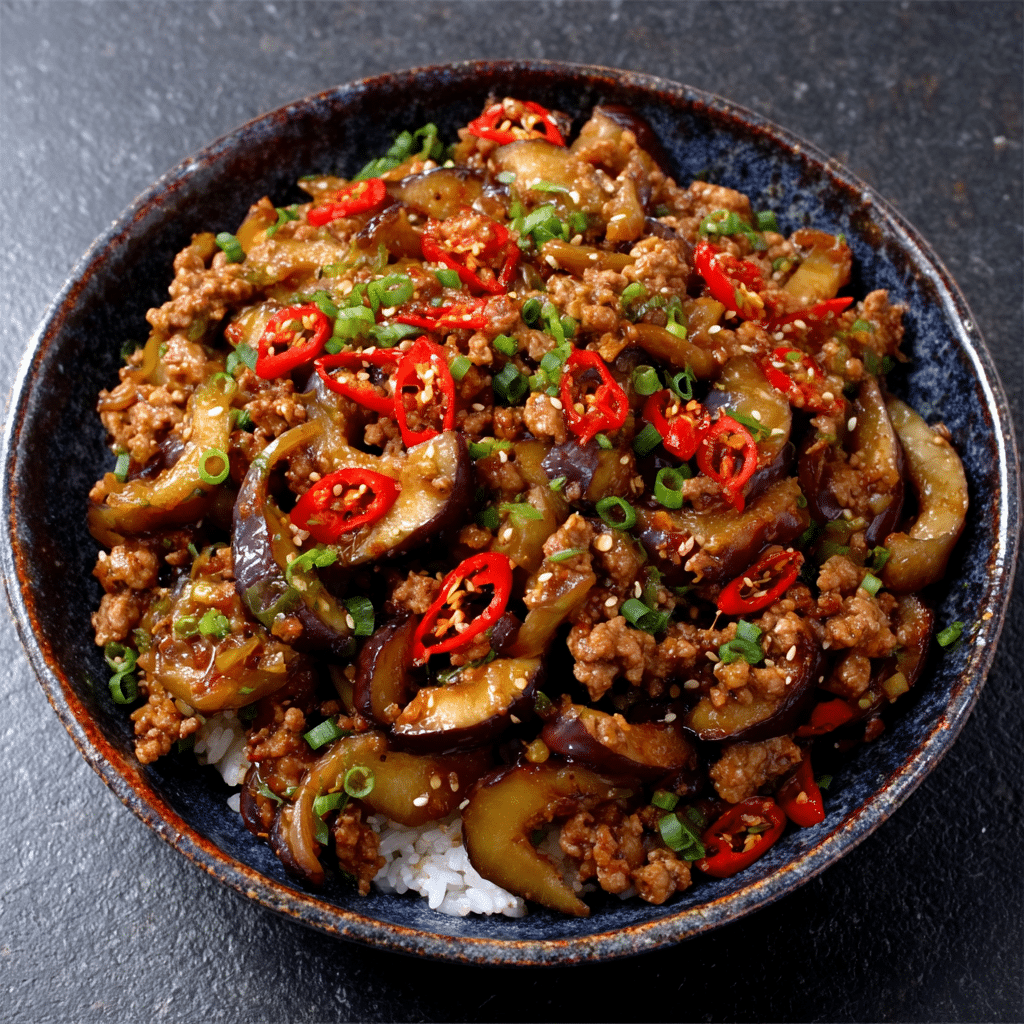 Spicy Eggplant Stir-Fry with Ground Turkey