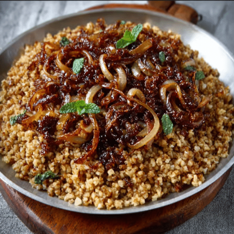 Caramelized Onion & Mint Bulgur Pilaf