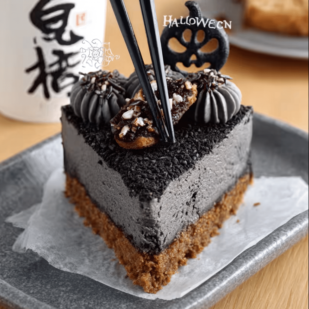Japanese Black Sesame Halloween Cheesecake