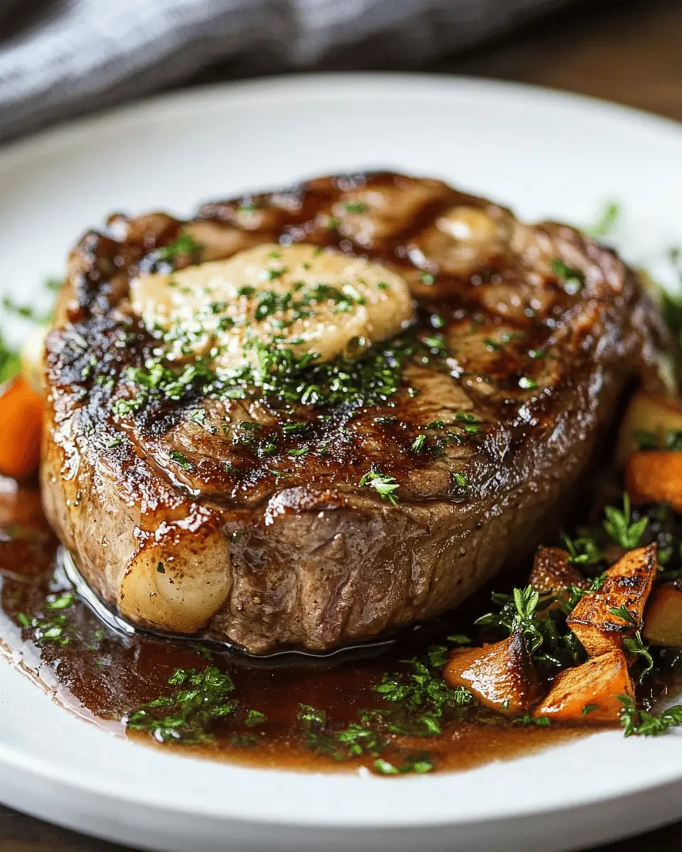 Garlic Butter Ribeye Steak with Crispy Fat Cap First Image First Image