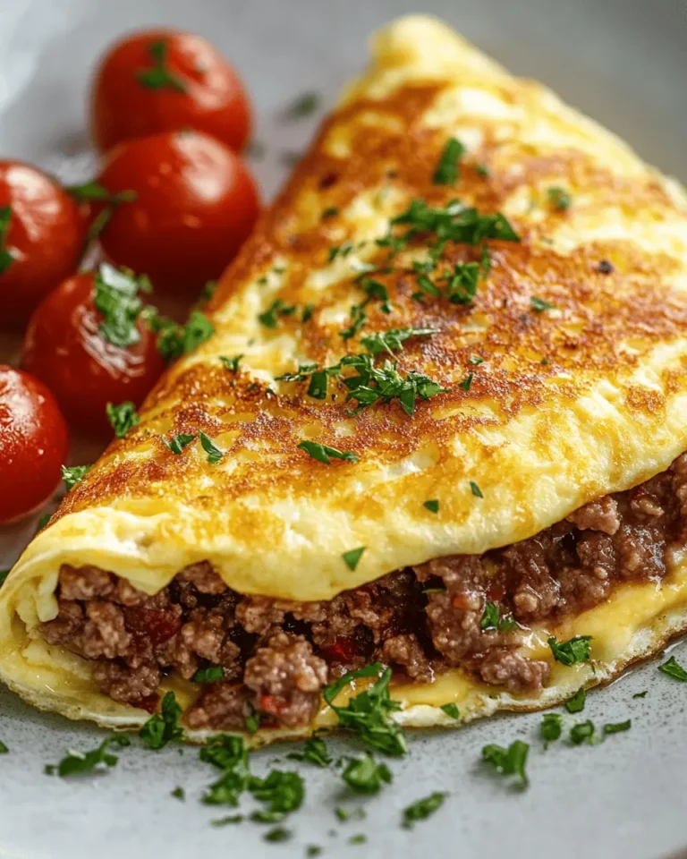 Fluffy Cheese Omelet with Ground Lamb First Image First Image