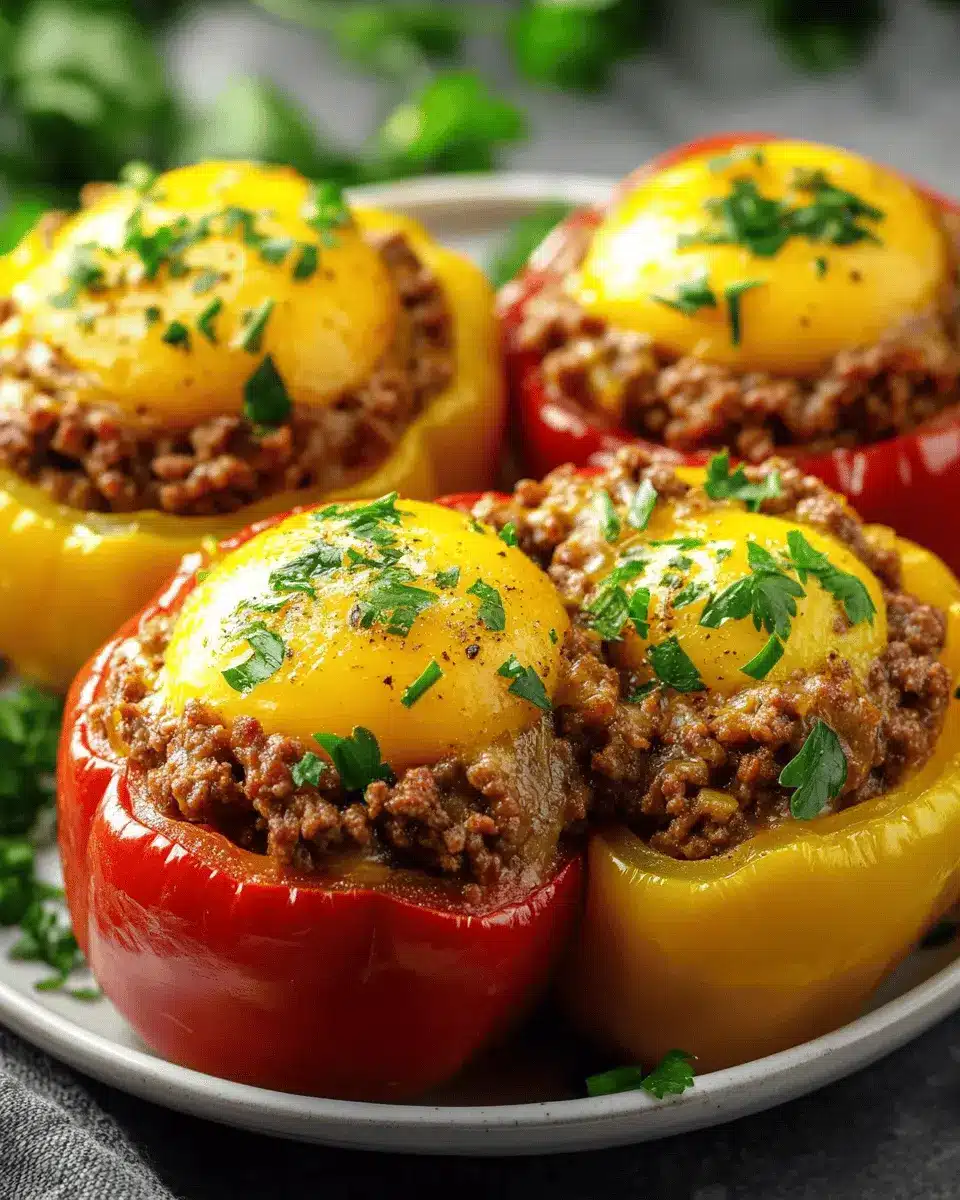 Egg-Stuffed Bell Peppers (Ground Beef Filling) First Image First Image