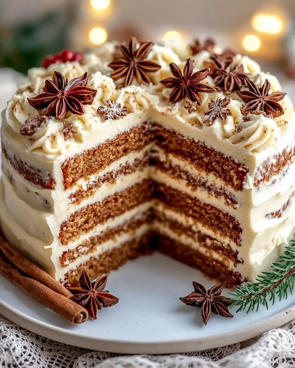 Moist Christmas Spice Cake with Eggnog Buttercream First Image First Image