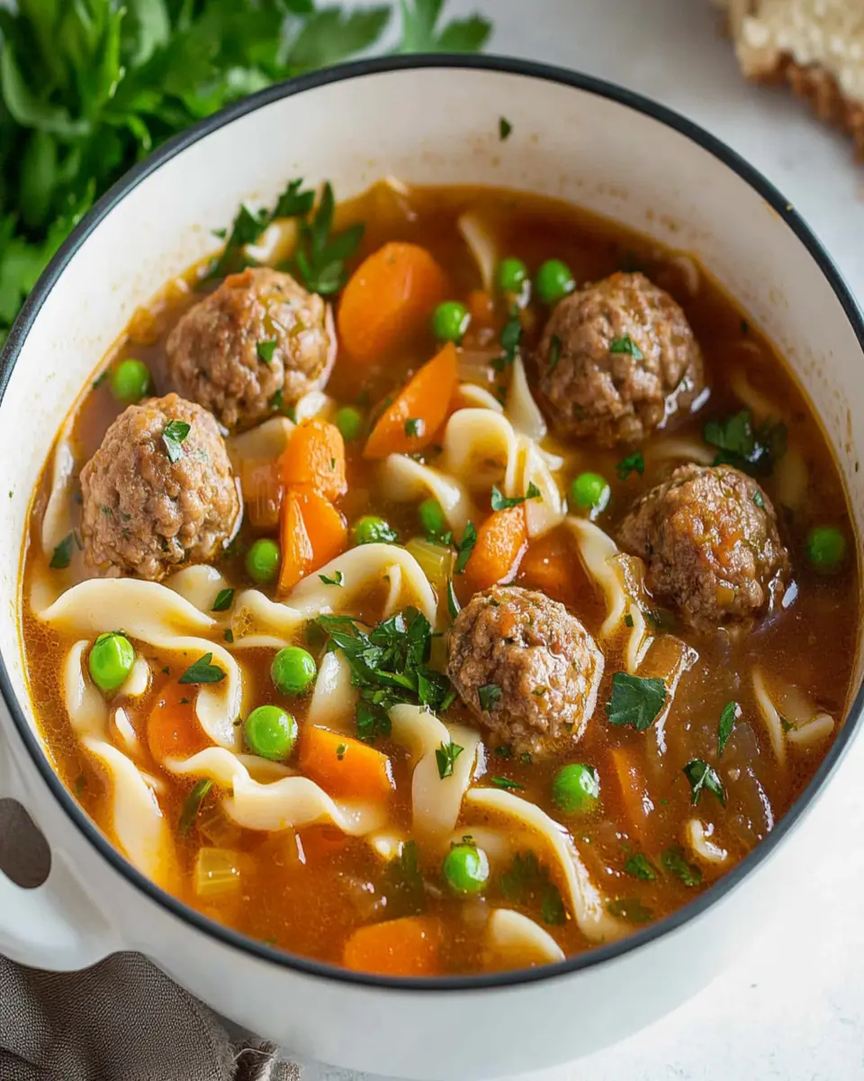 Easy Meatball Soup with noodles First Image First Image