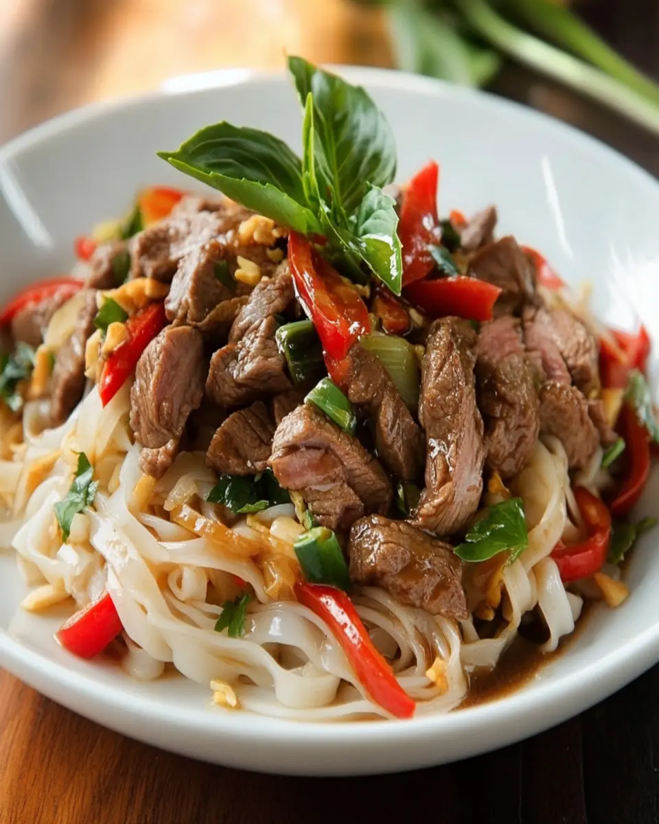 Thai Wide Rice Noodles with Beef First Image First Image