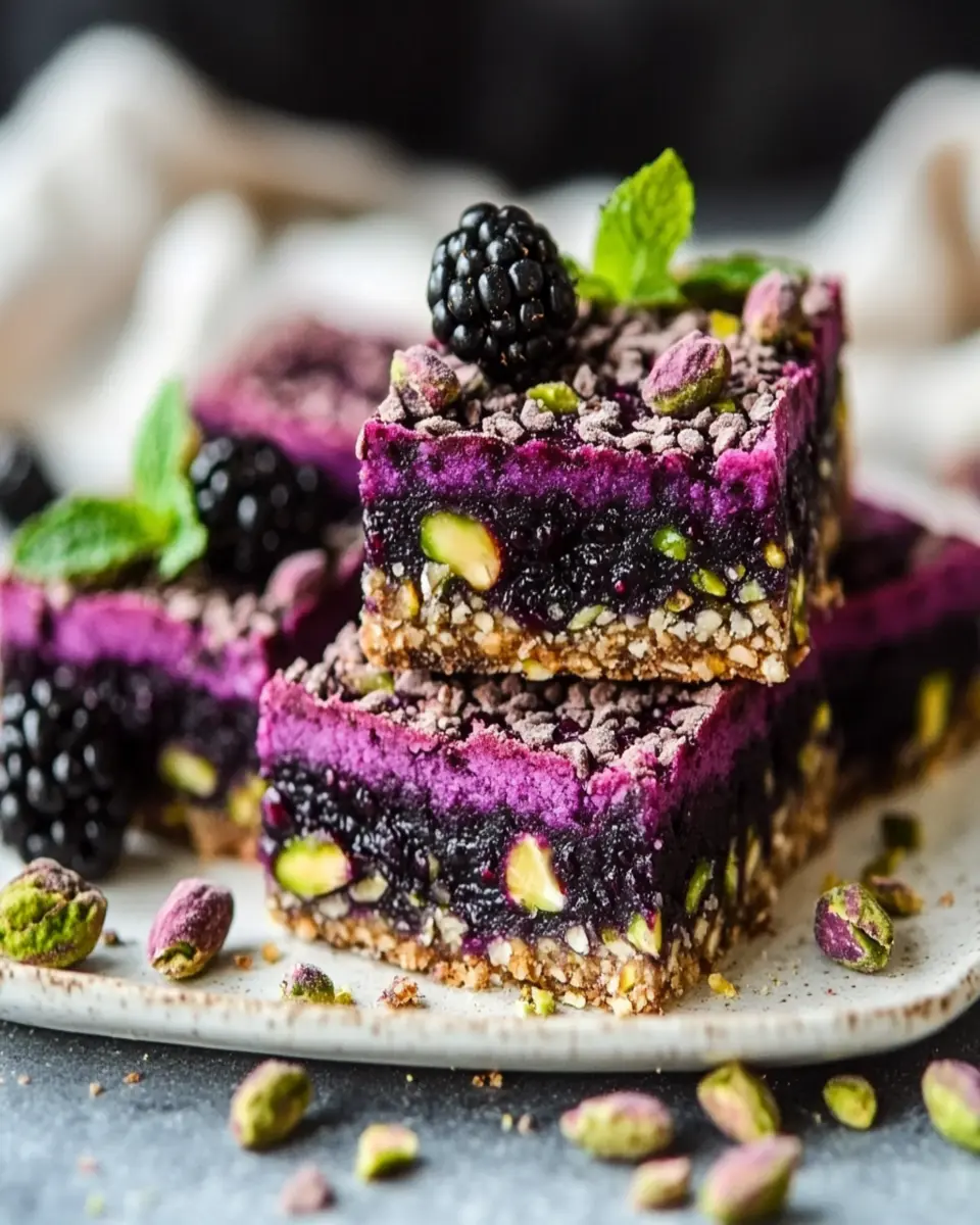 Easy Keto Blackberry Pistachio Dessert Bars First Image First Image