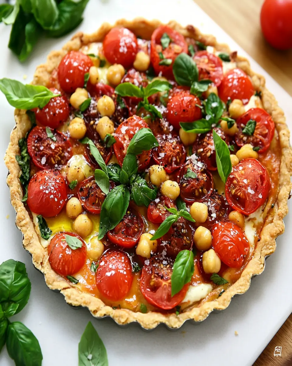 Roasted Tomato & Basil Chickpea Tart First Image First Image