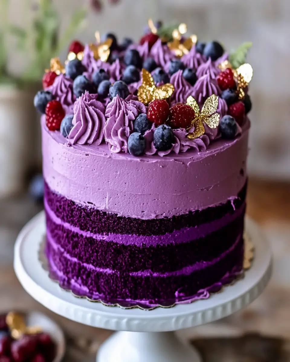 Royal Purple Velvet Cake with Creamy Vanilla Frosting First Image First Image