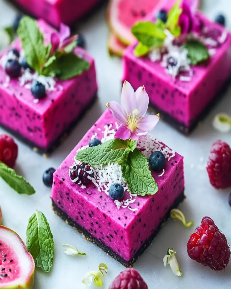 Vegan dragon fruit cheesecake bars First Image First Image