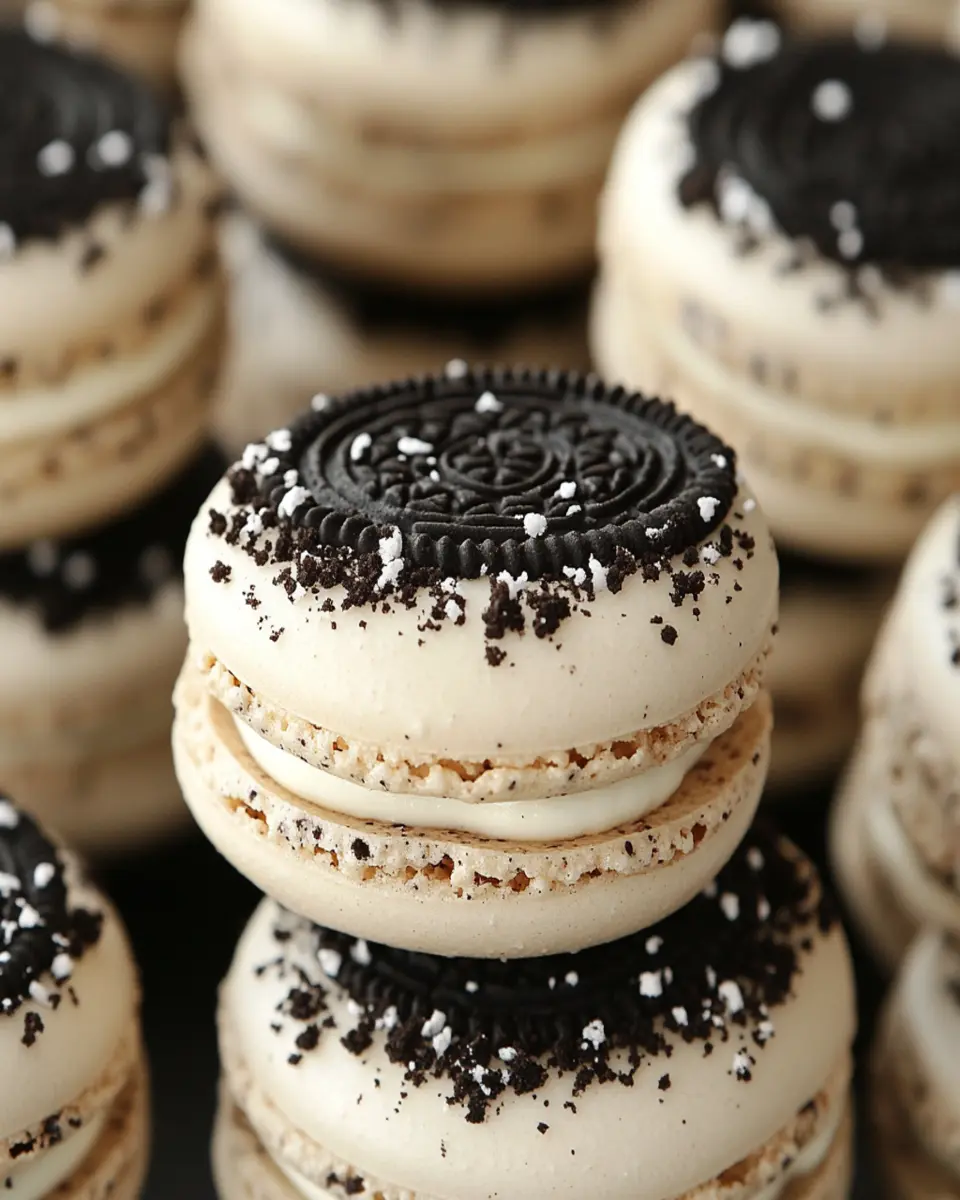 oreo macarones with vanilla cream filling First Image First Image