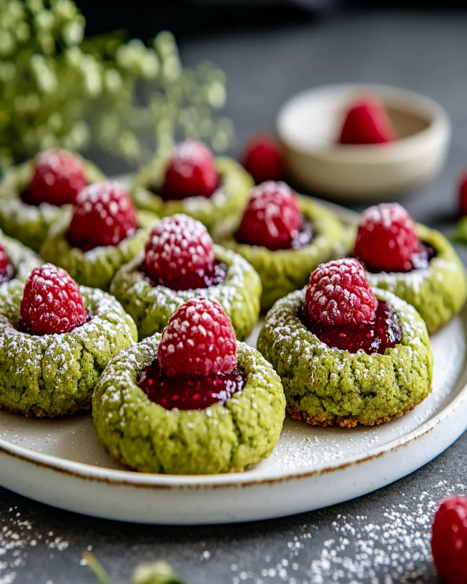 Matcha Thumbprint Cookies with Raspberry Chia Jam First Image First Image