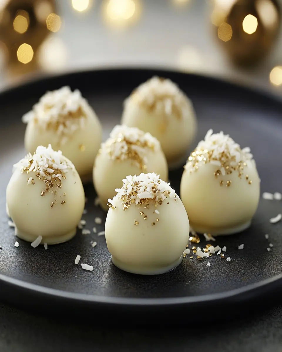 Condensed milk snowball truffles coated in white chocolate First Image
