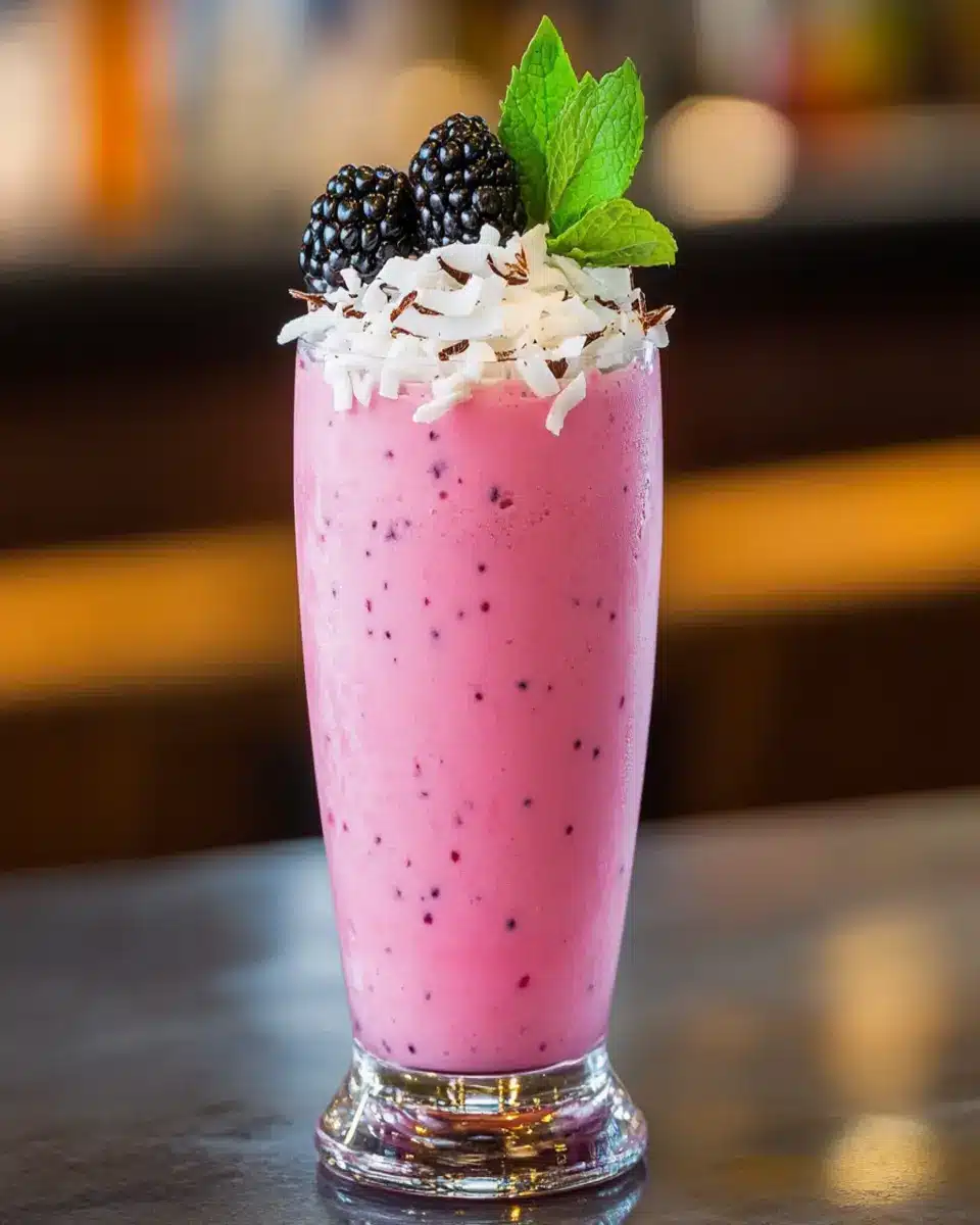 Homemade Blackberry Coconut Pink Drink First Image First Image