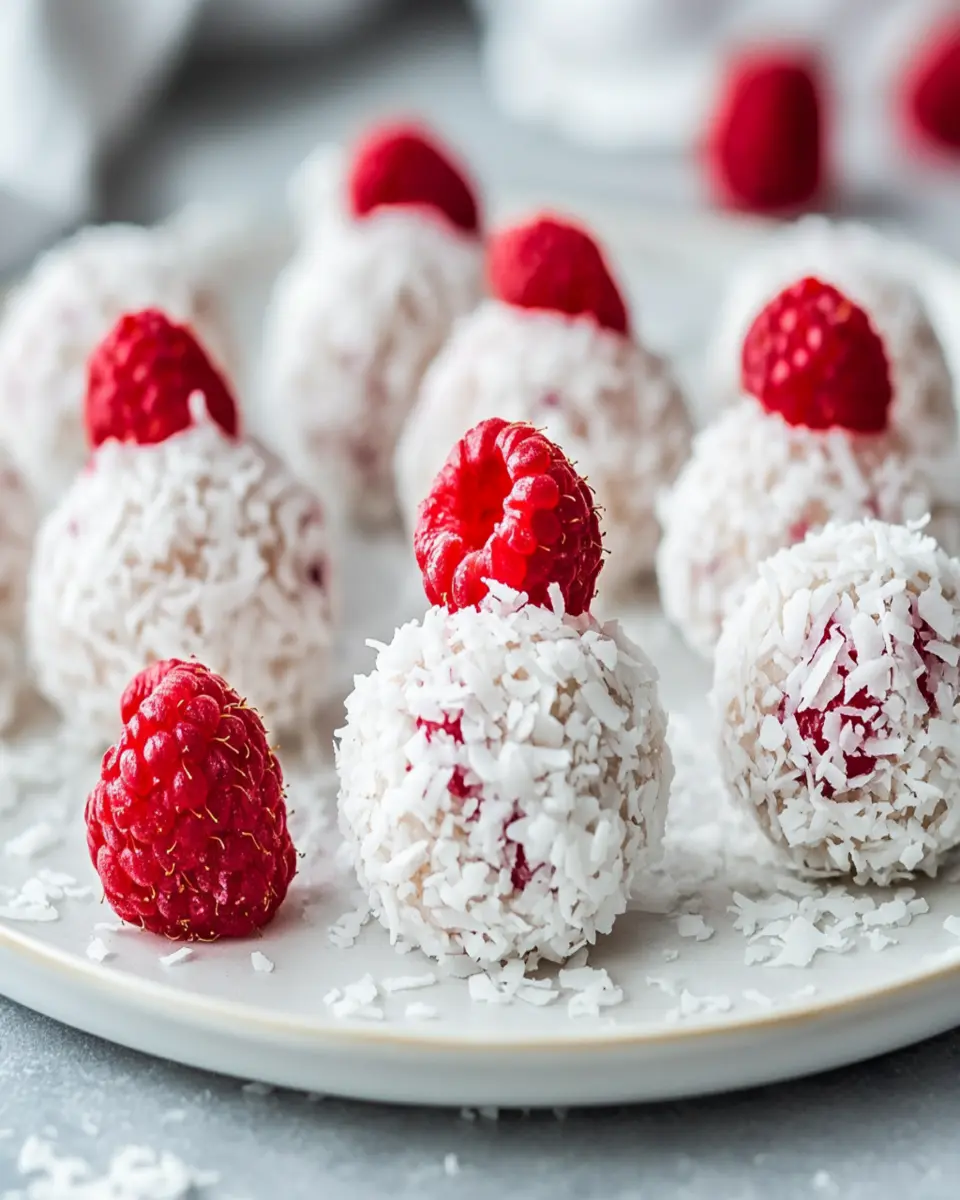 No-Bake Raspberry Coconut Balls First Image First Image