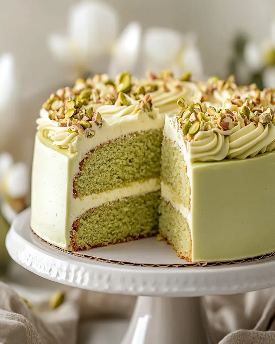 Pistachio Coffee Cake with Cream Cheese Filling First Image First Image