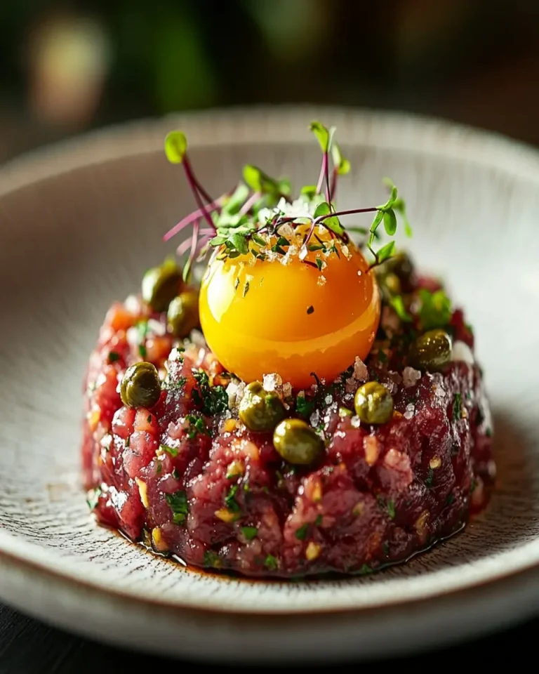Beef Heart Tartare with Egg Yolk First Image First Image