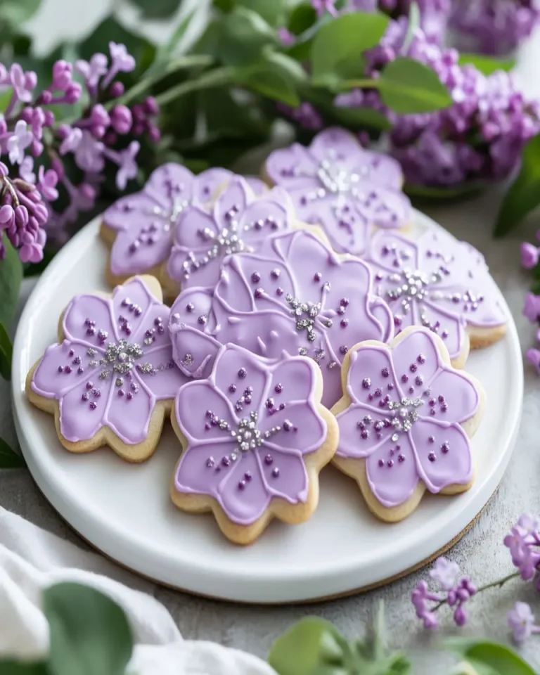 Lilac Cookies Recipe | Floral Sugar Cookie Dessert First Image First Image